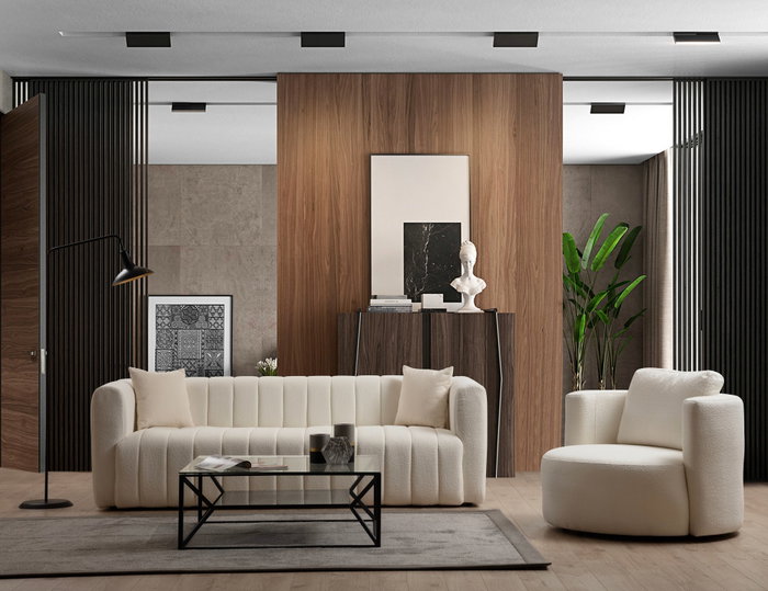 Atelier Del Sofa Sofá de 3 Plazas Crema Poliéster